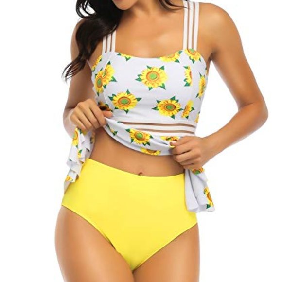 GEMAN Women's Retro High Waisted Bathing Suit Printed Two Pieces size XX-L NEW - Picture 3 of 16